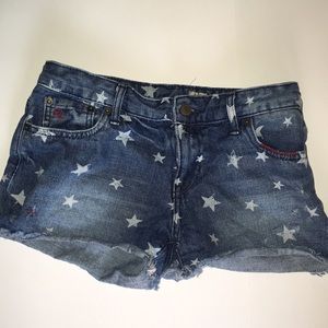 Denim shorts with white stars